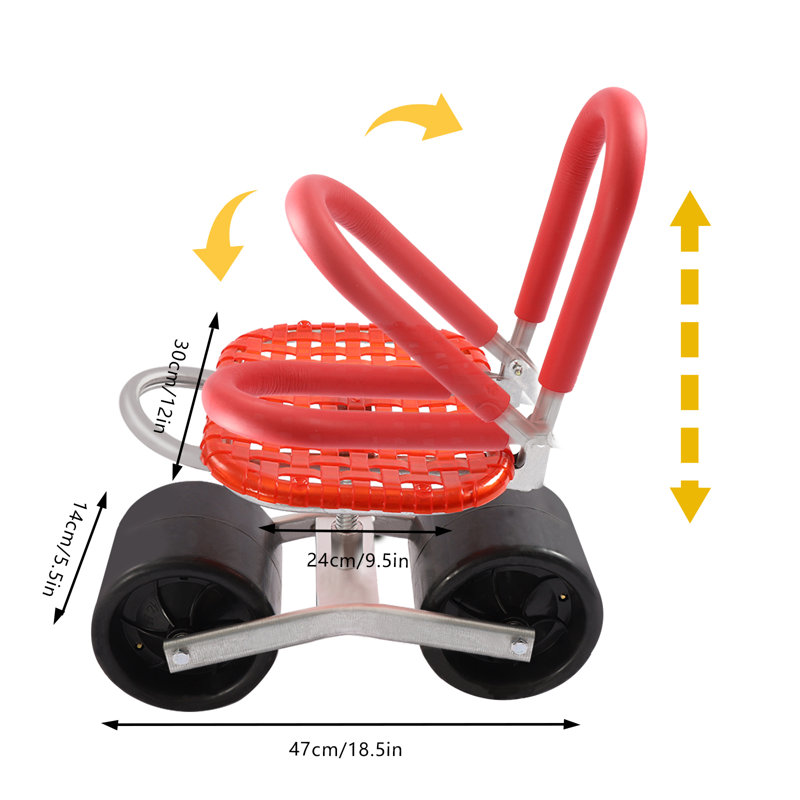 HOOBRO Adjustable Rolling Stool - 360° Swivel Chair For Office & Salon